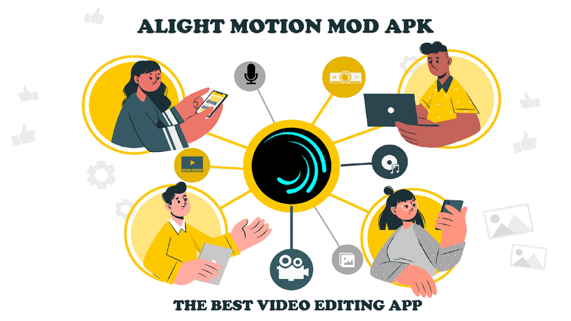 Alight Motion Mod APK feature image showing logo, premium tools, and unlocked features
